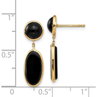 14K Yellow Gold Onyx Oval Dangle Earrings - 1.50 Carat Total Onyx Weight by Oro Pregiato