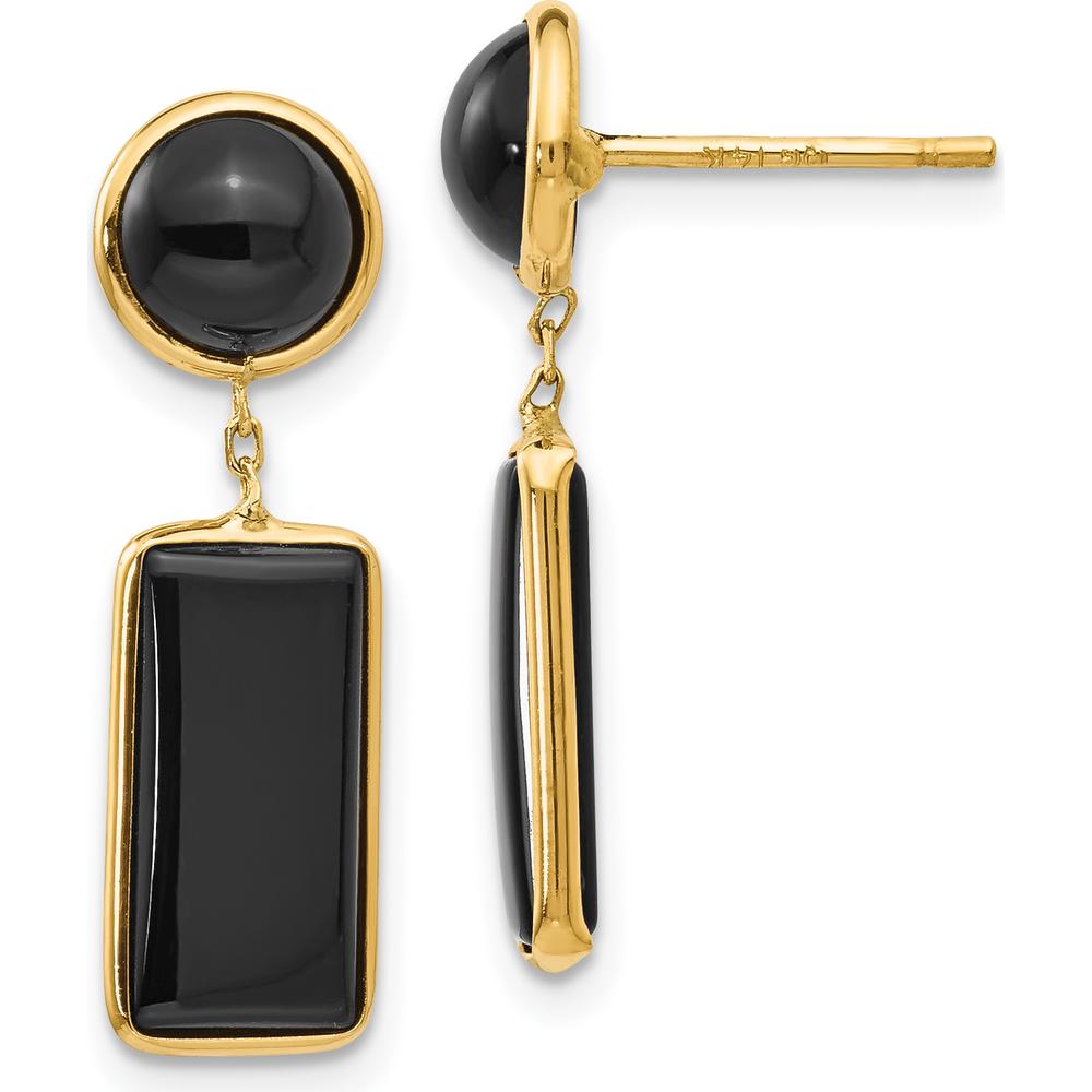14K Yellow Gold Onyx Rectangle Dangle Earrings - 4.0 Carat Total Onyx Weight by Oro Pregiato