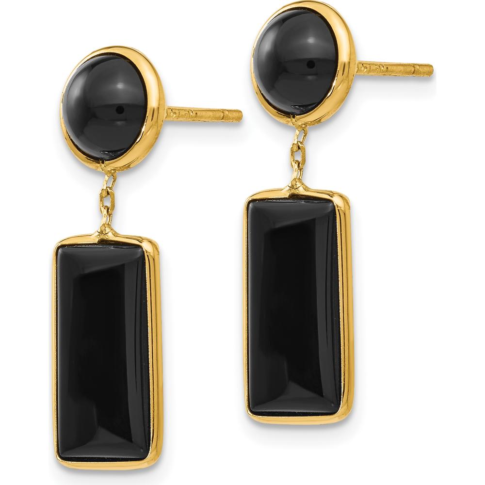 14K Yellow Gold Onyx Rectangle Dangle Earrings - 4.0 Carat Total Onyx Weight by Oro Pregiato