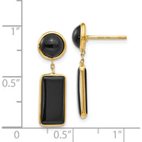 14K Yellow Gold Onyx Rectangle Dangle Earrings - 4.0 Carat Total Onyx Weight by Oro Pregiato