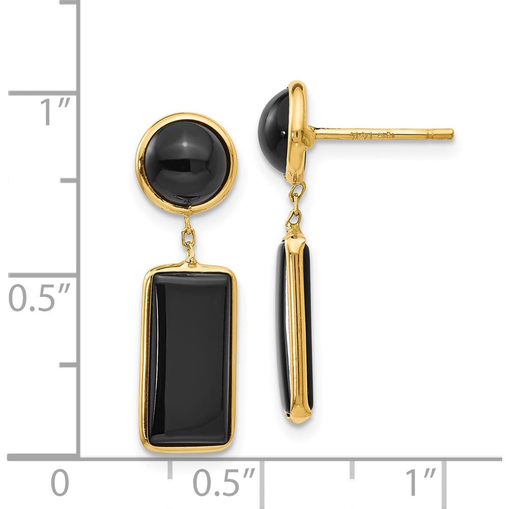 14K Yellow Gold Onyx Rectangle Dangle Earrings - 4.0 Carat Total Onyx Weight by Oro Pregiato