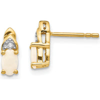 14K Yellow Gold Opal and Diamond Button Earrings - 0.293 Carat Total Opal Weight, 0.01 Carat Total Diamond Weight by Oro Pregiato