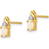 14K Yellow Gold Opal and Diamond Button Earrings - 0.293 Carat Total Opal Weight, 0.01 Carat Total Diamond Weight by Oro Pregiato