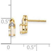 14K Yellow Gold Opal and Diamond Button Earrings - 0.293 Carat Total Opal Weight, 0.01 Carat Total Diamond Weight by Oro Pregiato