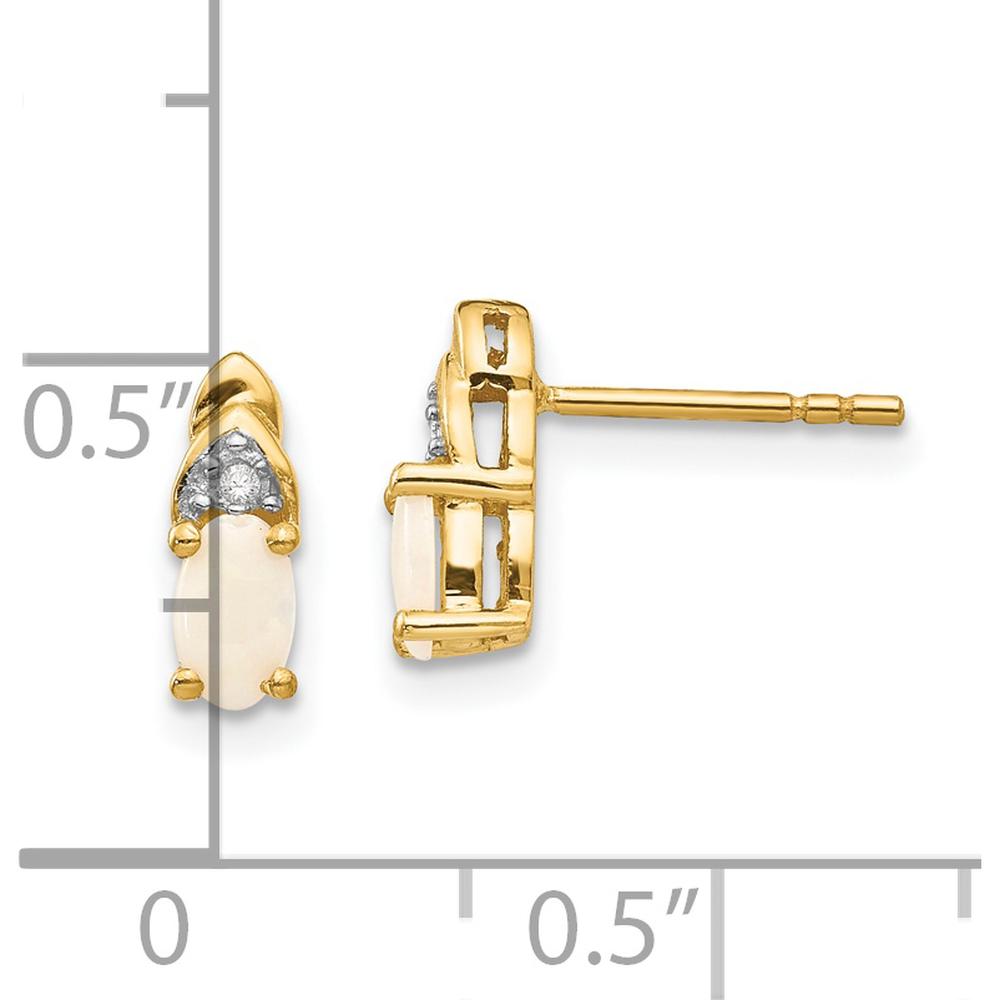 14K Yellow Gold Opal and Diamond Button Earrings - 0.293 Carat Total Opal Weight, 0.01 Carat Total Diamond Weight by Oro Pregiato