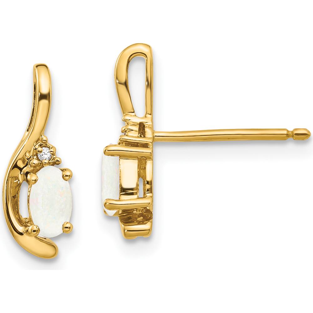 14K Yellow Gold Opal and Diamond Drop Earrings - 0.293 Carat Opal, 0.005 Carat Diamond Total Weight by Oro Pregiato