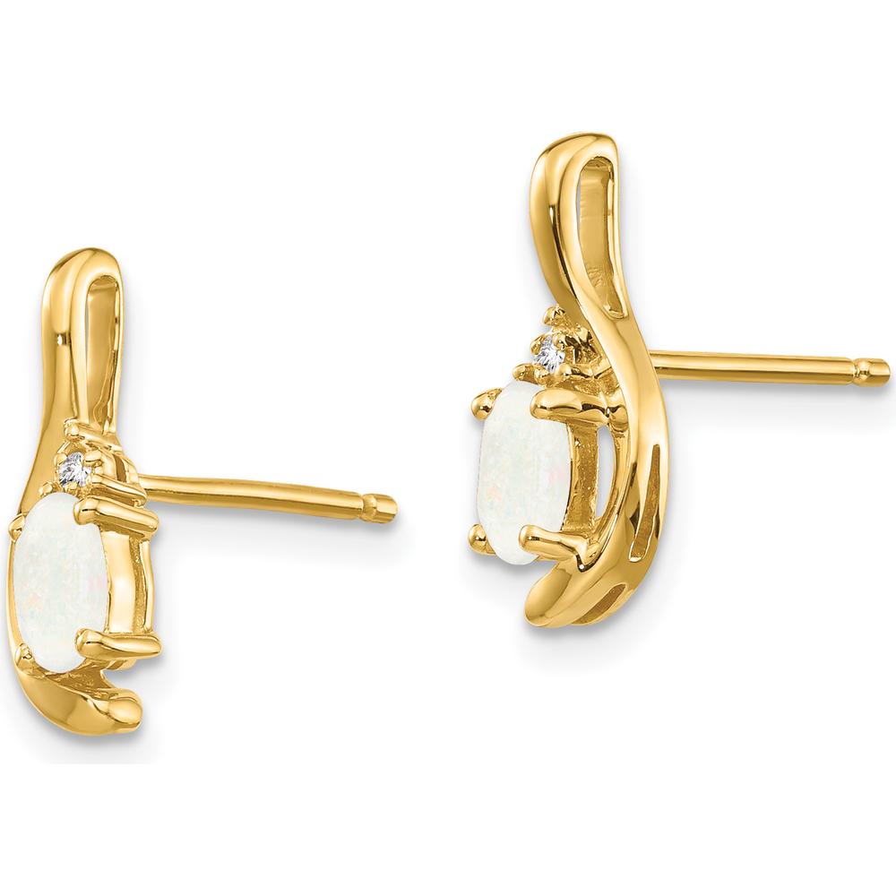 14K Yellow Gold Opal and Diamond Drop Earrings - 0.293 Carat Opal, 0.005 Carat Diamond Total Weight by Oro Pregiato