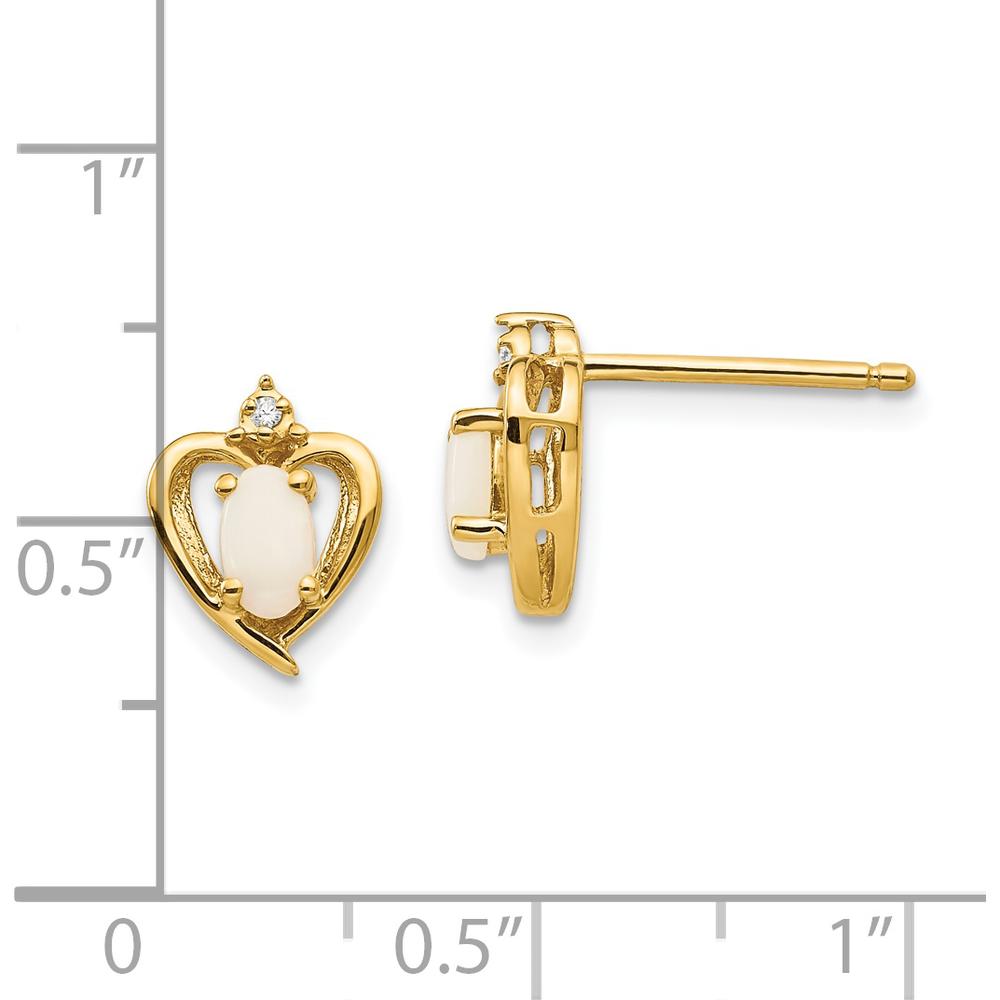 14K Yellow Gold Opal and Diamond Heart Earrings - 0.293 Carat Total Opal Weight, 0.005 Carat Total Diamond Weight by Oro Pregiato