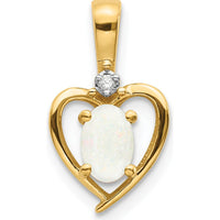 14K Yellow Gold Opal and Diamond Heart Pendant - 0.55 Carat Opal, 0.007 Carat Diamond by Oro Pregiato