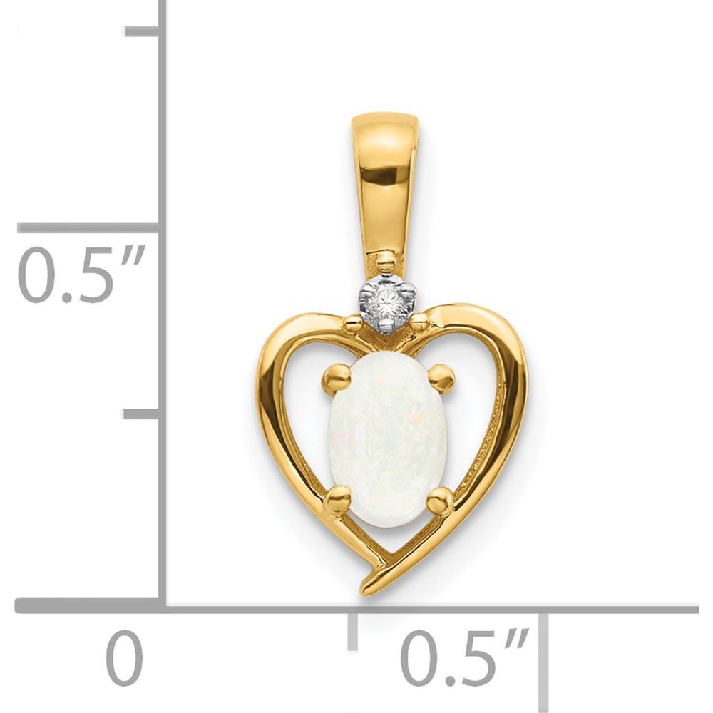 14K Yellow Gold Opal and Diamond Heart Pendant - 0.55 Carat Opal, 0.007 Carat Diamond by Oro Pregiato