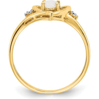 14K Yellow Gold Opal and Diamond Heart Ring with Prong-Set Oval Opal and Round Diamonds - 0.55 Carat Total Opal Weight by Oro Pregiato