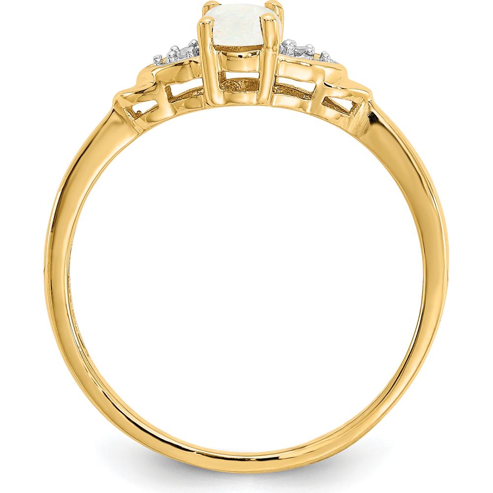 14K Yellow Gold Opal and Diamond Ring with Prong Set Oval Opal - 0.55 Carat Total Opal Weight by Oro Pregiato
