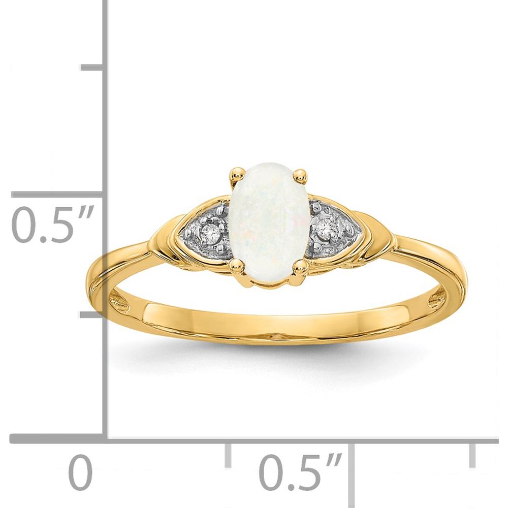 14K Yellow Gold Opal and Diamond Ring with Prong Set Oval Opal - 0.55 Carat Total Opal Weight by Oro Pregiato