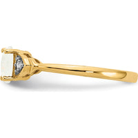 14K Yellow Gold Opal and Diamond Ring with Prong Set Oval Opal - 0.55 Carat Total Opal Weight by Oro Pregiato