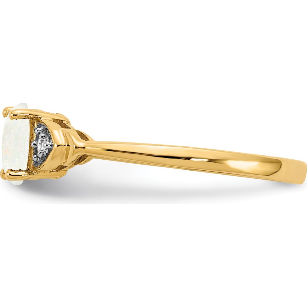 14K Yellow Gold Opal and Diamond Ring with Prong Set Oval Opal - 0.55 Carat Total Opal Weight by Oro Pregiato