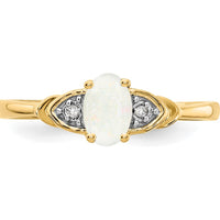 14K Yellow Gold Opal and Diamond Ring with Prong Set Oval Opal - 0.55 Carat Total Opal Weight by Oro Pregiato