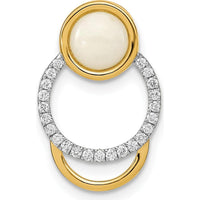 14K Yellow Gold Opal Circle Chain Slide with Round Diamonds - 0.38 Carat Opal, 0.005 Carat Diamond by Oro Pregiato