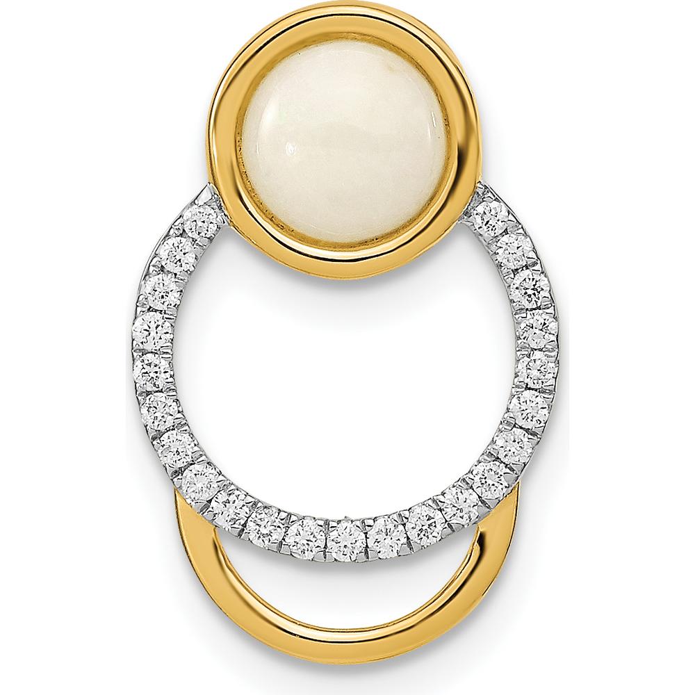 14K Yellow Gold Opal Circle Chain Slide with Round Diamonds - 0.38 Carat Opal, 0.005 Carat Diamond by Oro Pregiato