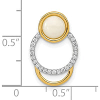 14K Yellow Gold Opal Circle Chain Slide with Round Diamonds - 0.38 Carat Opal, 0.005 Carat Diamond by Oro Pregiato