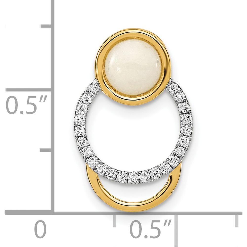 14K Yellow Gold Opal Circle Chain Slide with Round Diamonds - 0.38 Carat Opal, 0.005 Carat Diamond by Oro Pregiato