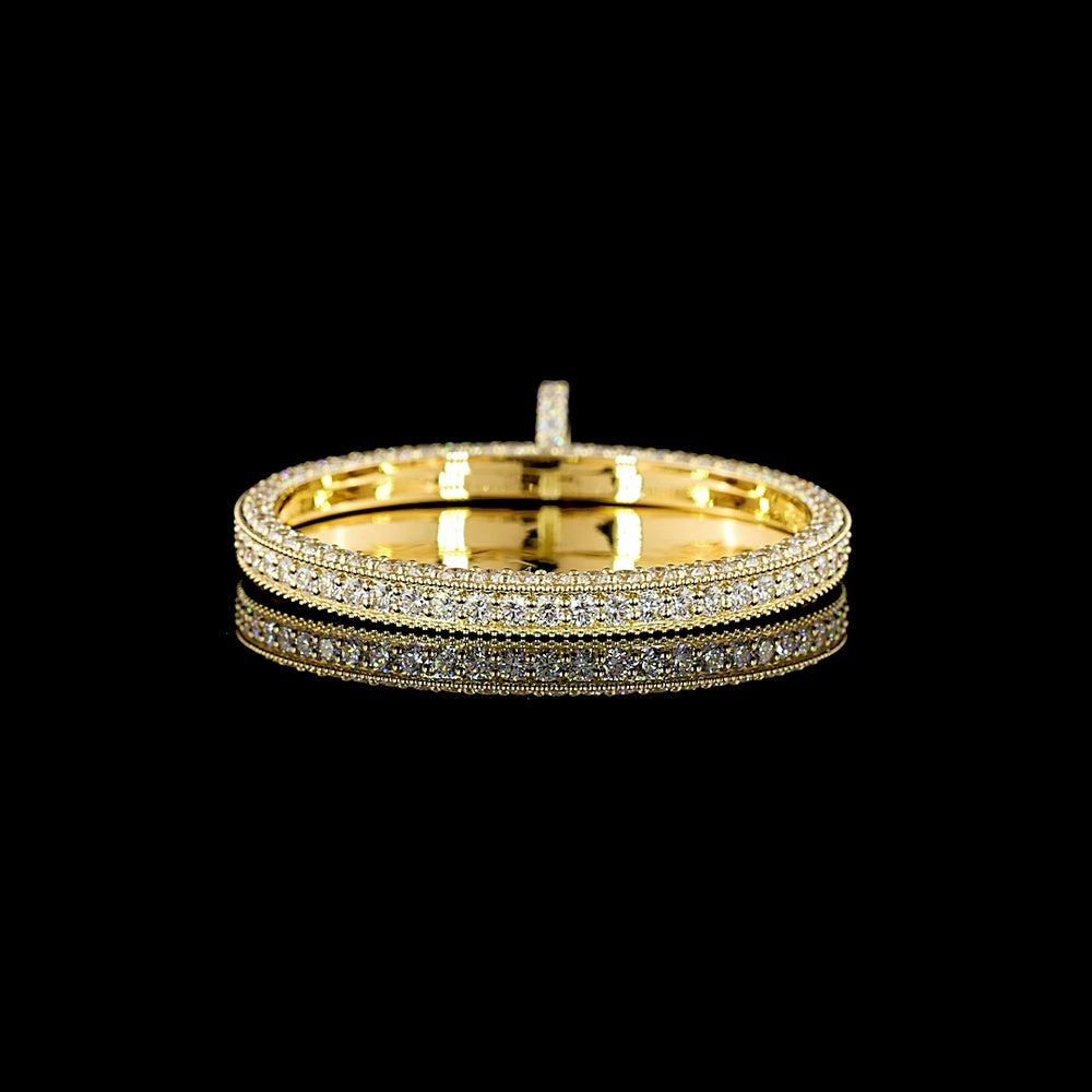 14K Yellow Gold Open Arc Pendant with Brilliant Cut Lab Diamonds - 6.87 Carat Total Diamond Weight (E Color, VS Clarity) - Covaloro Fine Jewelry