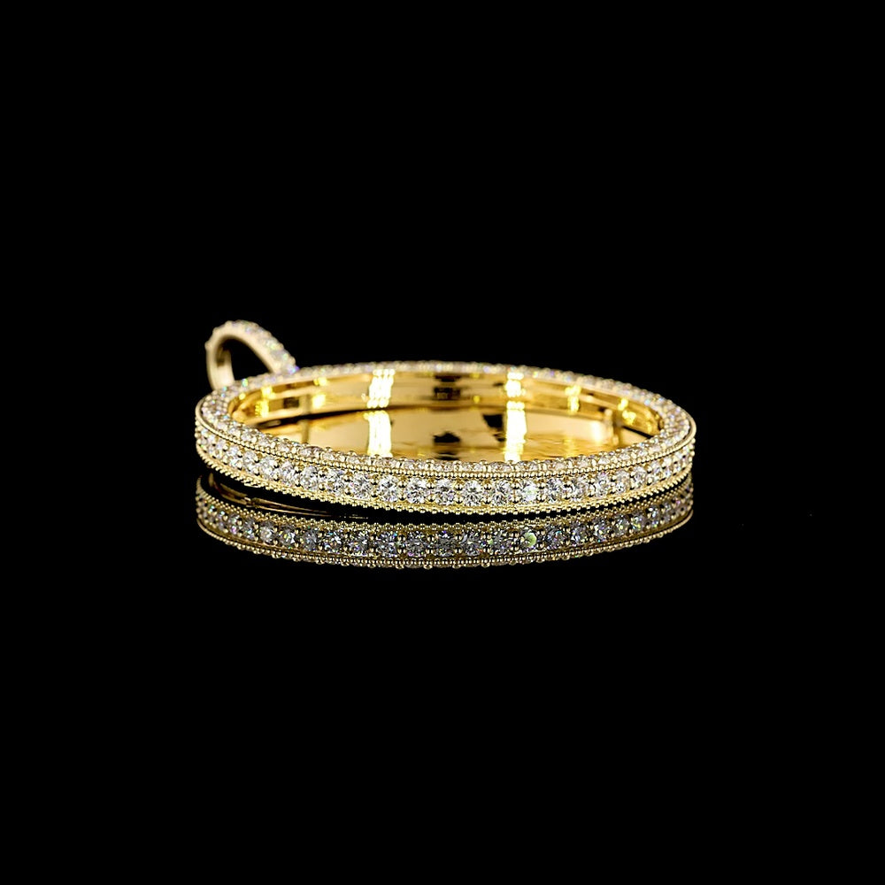 14K Yellow Gold Open Arc Pendant with Brilliant Cut Lab Diamonds - 6.87 Carat Total Diamond Weight (E Color, VS Clarity) - Covaloro Fine Jewelry