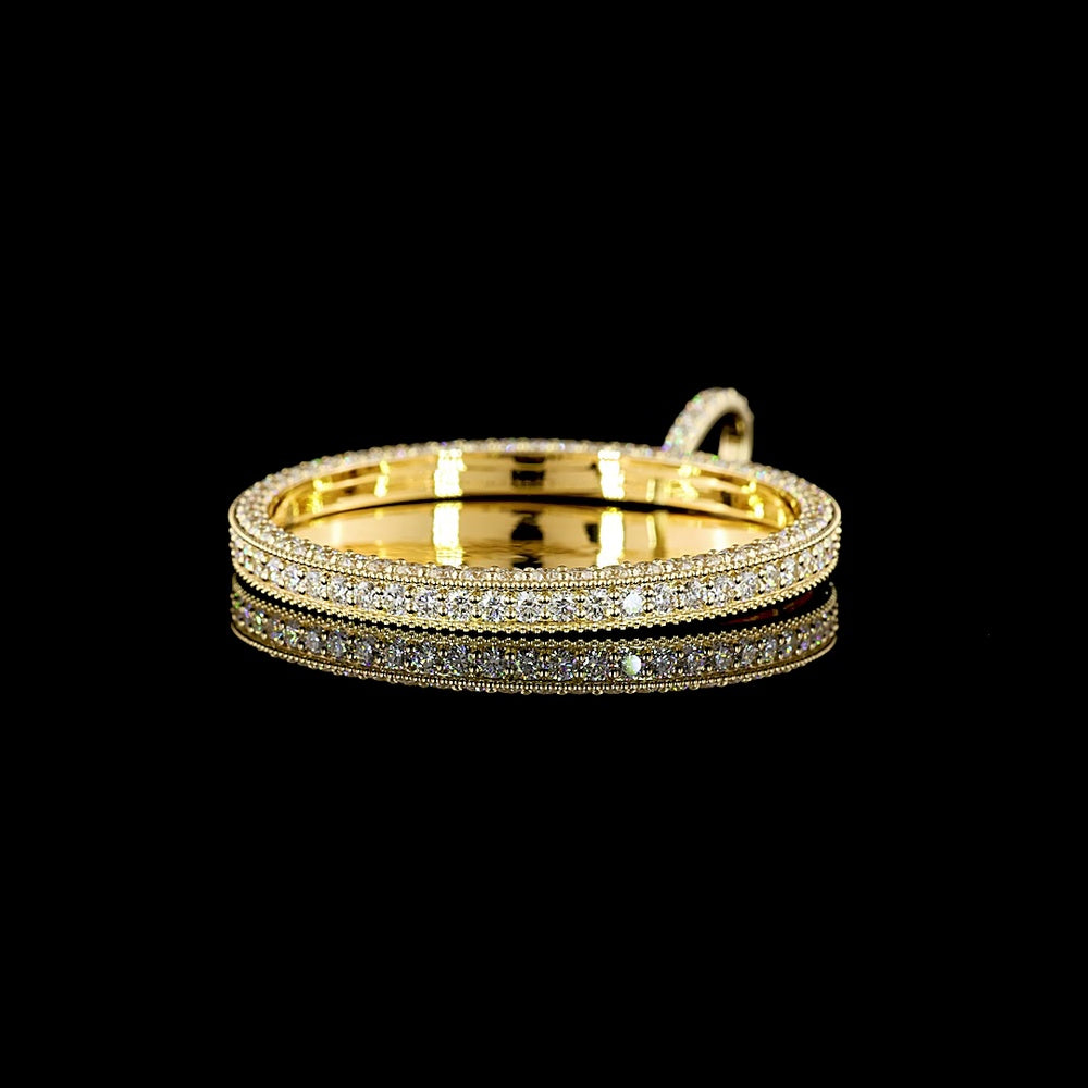 14K Yellow Gold Open Arc Pendant with Brilliant Cut Lab Diamonds - 6.87 Carat Total Diamond Weight (E Color, VS Clarity) - Covaloro Fine Jewelry