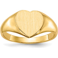 14K Yellow Gold Open Back Heart Signet Ring with Satin Finish by 0