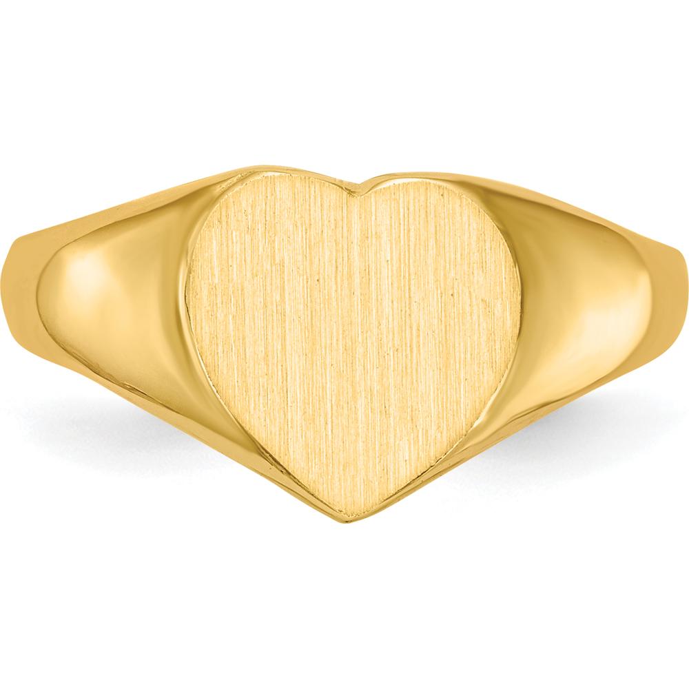 14K Yellow Gold Open Back Heart Signet Ring with Satin Finish by 0