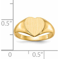14K Yellow Gold Open Back Heart Signet Ring with Satin Finish by 0