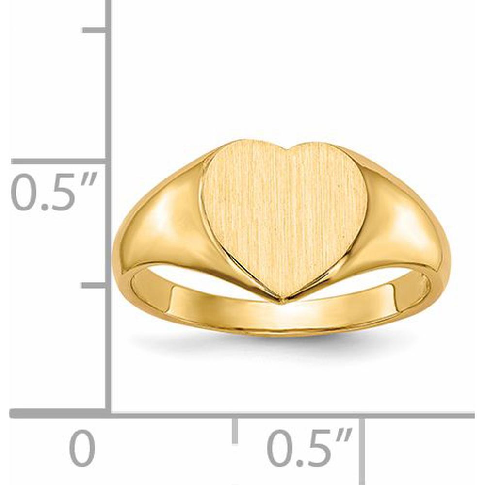 14K Yellow Gold Open Back Heart Signet Ring with Satin Finish by 0