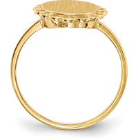 14K Yellow Gold Open Back Satin Finish Signet Ring - Engravable and Resizable by 0