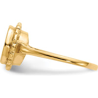 14K Yellow Gold Open Back Satin Finish Signet Ring - Engravable and Resizable by 0