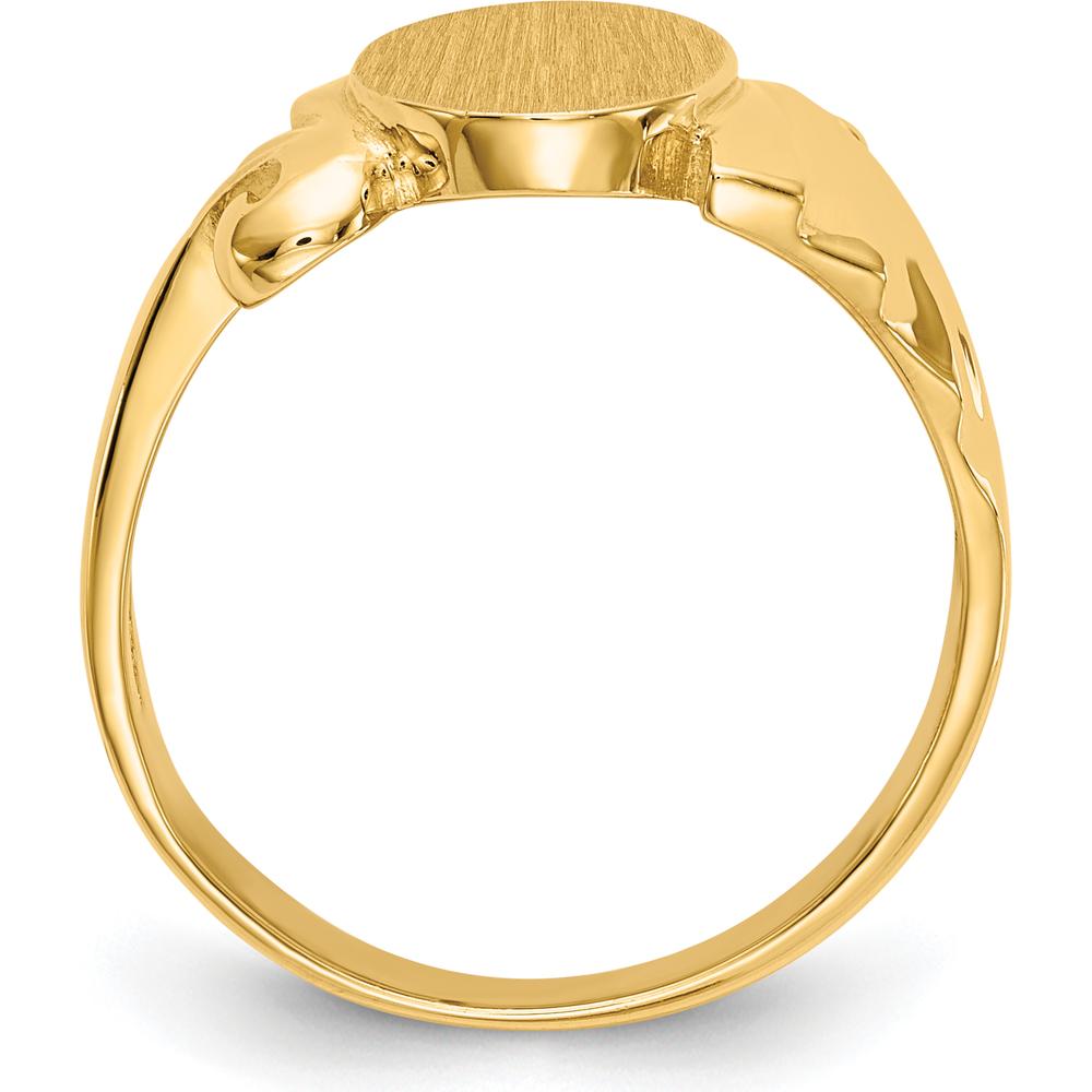 14K Yellow Gold Open Back Satin Finish Signet Ring - Polished & Brushed Design by Oro Pregiato