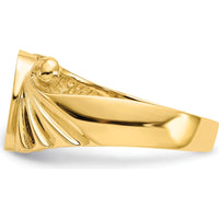14K Yellow Gold Open Back Satin Finish Signet Ring - Polished & Brushed Design by Oro Pregiato