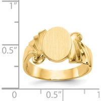 14K Yellow Gold Open Back Satin Finish Signet Ring - Polished & Brushed Design by Oro Pregiato