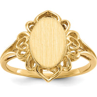 14K Yellow Gold Open Back Signet Ring - Size 4 to 8 by 0