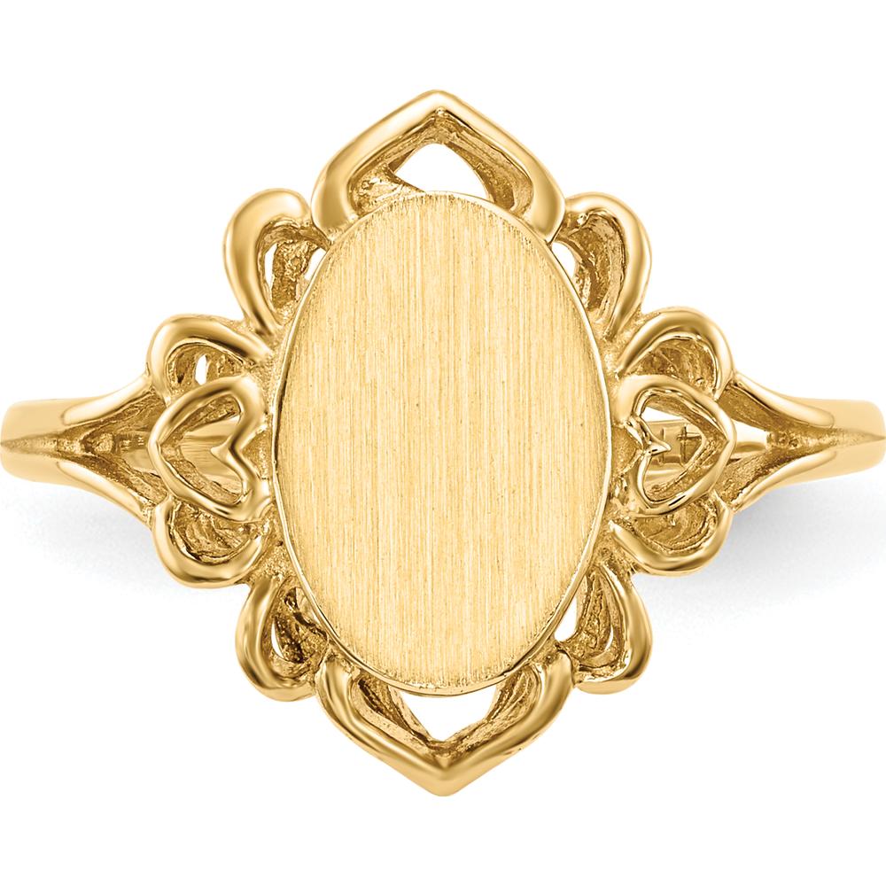 14K Yellow Gold Open Back Signet Ring - Size 4 to 8 by 0