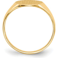 14K Yellow Gold Open Back Signet Ring with Brushed Satin Finish - Engravable and Customizable by 0