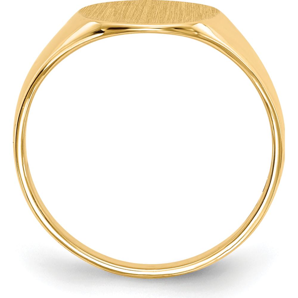14K Yellow Gold Open Back Signet Ring with Brushed Satin Finish - Engravable and Customizable by 0