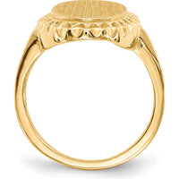 14K Yellow Gold Open Back Signet Ring with Polished & Brushed Finish - 18mm Length, 11mm Width by 0