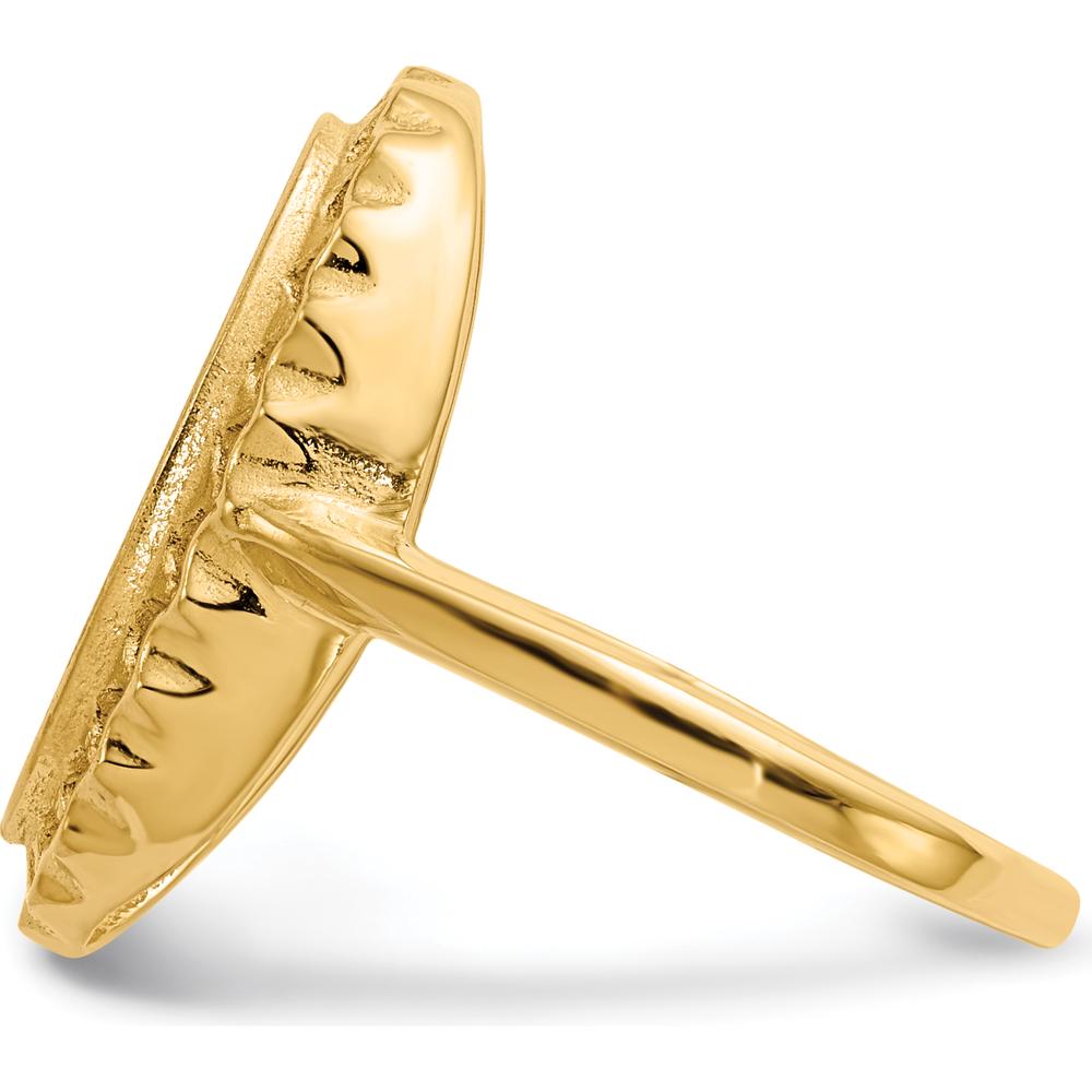 14K Yellow Gold Open Back Signet Ring with Polished & Brushed Finish - 18mm Length, 11mm Width by 0