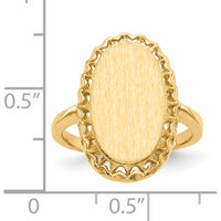 14K Yellow Gold Open Back Signet Ring with Polished & Brushed Finish - 18mm Length, 11mm Width by 0