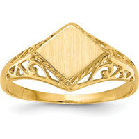 14K Yellow Gold Open Back Signet Ring with Polished & Brushed Finish - 8mm x 8.5mm by 0