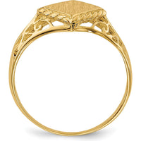 14K Yellow Gold Open Back Signet Ring with Polished & Brushed Finish - 8mm x 8.5mm by 0