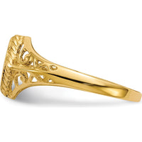 14K Yellow Gold Open Back Signet Ring with Polished & Brushed Finish - 8mm x 8.5mm by 0