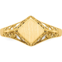 14K Yellow Gold Open Back Signet Ring with Polished & Brushed Finish - 8mm x 8.5mm by 0
