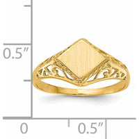 14K Yellow Gold Open Back Signet Ring with Polished & Brushed Finish - 8mm x 8.5mm by 0