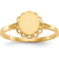 14K Yellow Gold Open Back Signet Ring with Polished & Brushed Finish - Engravable Design by 0