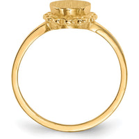 14K Yellow Gold Open Back Signet Ring with Polished & Brushed Finish - Engravable Design by 0